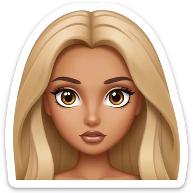  long hair, pretty eyes, pretty makeup, pretty bratz baddie sticker