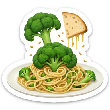 Broccoli and bread crumbs over spaghetti  sticker