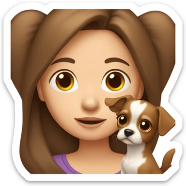 Brown hair girl holding chihuahua sticker