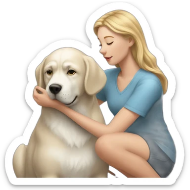 white girl petting big dog sticker