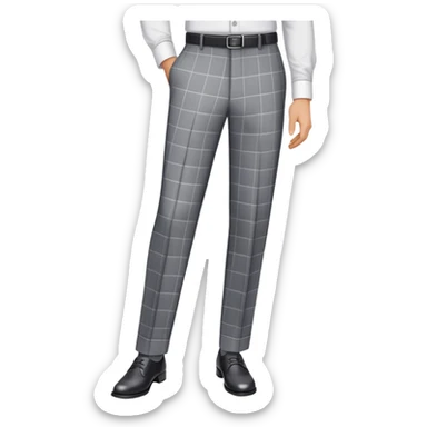 only the garment, gray dress pants with white grid pattern, plaid check pattern, formal trousers with cuffed hem, isolated item on white background, no model, no person sticker