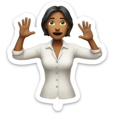 woman in shrugging hands incensed sticker