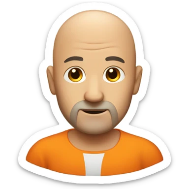 Creepy bald guy in orange shirt with thin beard sticker