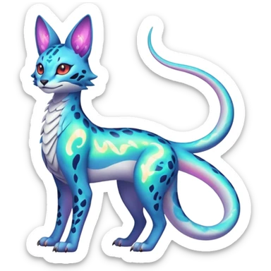 Neon Vibrant Pulsating Trail-glowing Chromatic Trico-Serval-Absol-Salamence-Silvally-Dragon-Snake-fusion-hybrid sticker