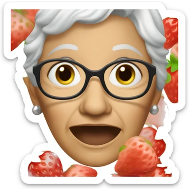 Granny with strawberries  sticker
