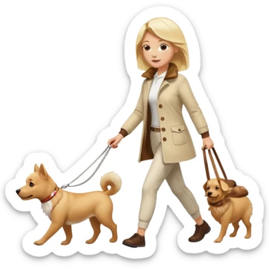 blonde woman wearing white walking only one malese dog sticker