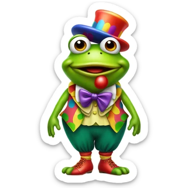 green frog dressed as a clown sticker