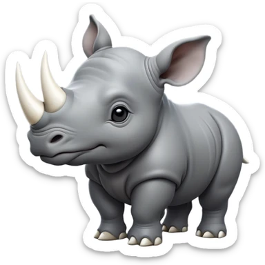 cinematic-noble-baby-rhinoceros-portrait-emoji,slate-grey-hide--poised-and-regal,-with-a-massive,-powerful-build-and-a-thick, white horn -deep-set-soulful-piercing-eyes,-simplified-yet-sharp-and-sophisticated-features,-highly-detailed,-large-black-eyes sticker