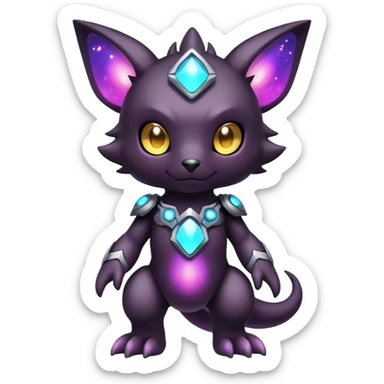 Cute cool colorful dark nebula fantasy-Digimon-animal-hybrid full body sticker