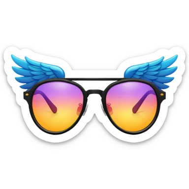 colourful hipster sunglasses with wings sticker