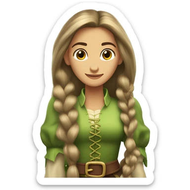 Rapunzel con pelo largo suelto con ojos verdes y chica conpelo marrony ojos marrones  sticker