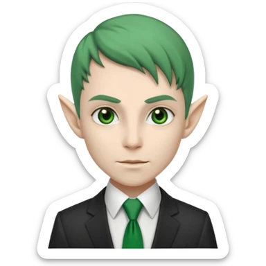 dark elf with tie, business, green tie sticker