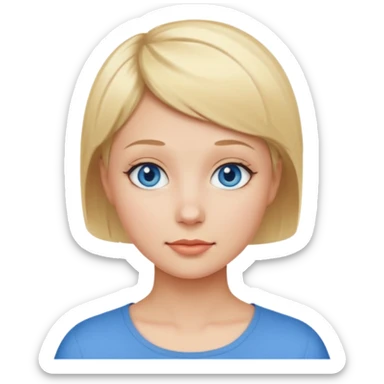 Mujer pelo rubio y muy corto ojos azules cara redonda sticker