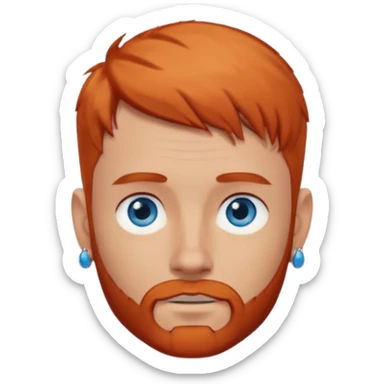 homme blanc, yeux bleu, cheveux court avec barbe rousse et boucle d'oreille sticker