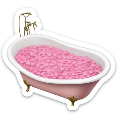 Bathtub filled with pink rose petals  sticker