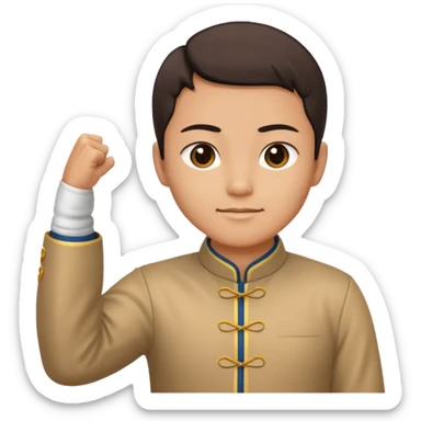 Traditional Chinese greeting gesture: right fist in left palm sticker