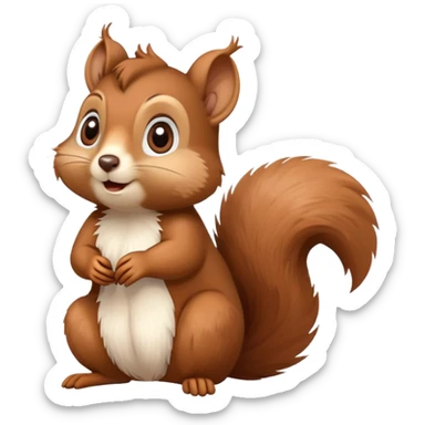 Cute confused squirrel with tilted head and question mark above sticker