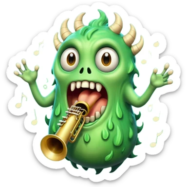 A floating monster that sings by pushing air through hollow chambers in its body like a living wind instrument. Its tone shifts as it drifts higher or lower. sticker