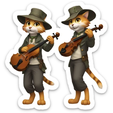 Anthro Fur-Sona feline-Fakémon with a fiddler-hat-cap Full Body sticker