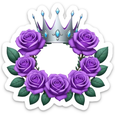 Purple rose with silver tiara and a purple emblem leaf wreath sticker