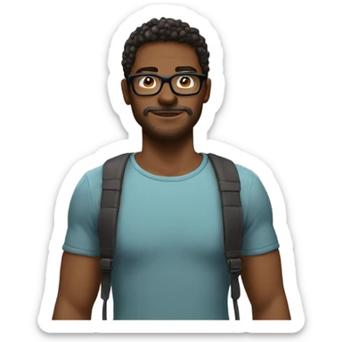 A guy with sleeper build in a comfy sqeatpants with black glasses nerdy guy sticker