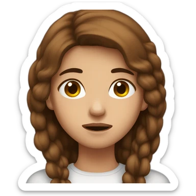 agony girl with brown hair sticker