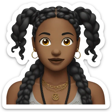 black woman with black boho braids and crop top sticker