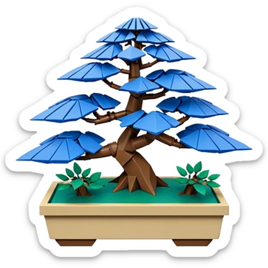 Bonsai Lego fine-leaf group blue forest planting origami  sticker