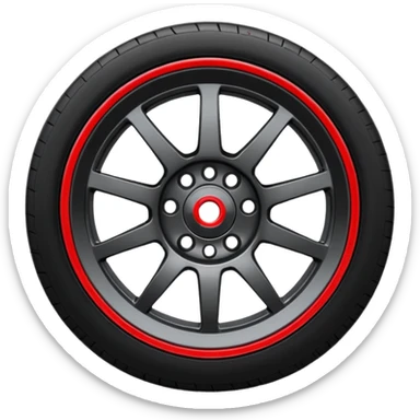 Car wheel emoji with red brake caliper inside wheel sticker