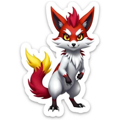 Shiny Exotic Gothic Badass Anthropomorphic Delphox-Zoroark-Zangoose-hybrid-creature sticker