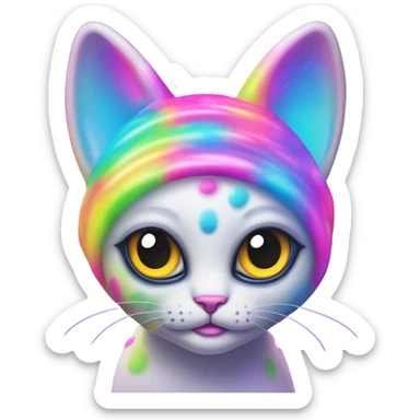 Lisa frank alien cat with antennas on head ￼ sticker