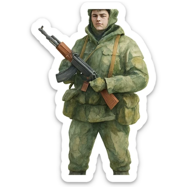 watercolor style Russian soldier sticker