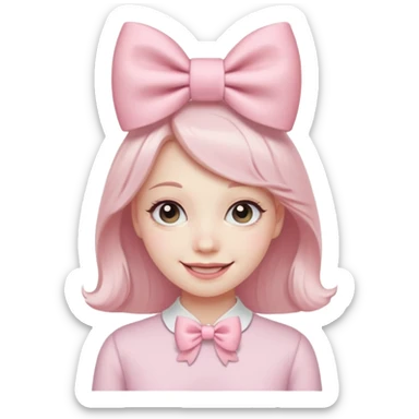 classic laughing emoji with a very pretty pale pale pink bow sticker