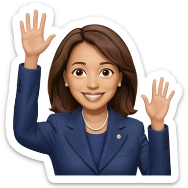 Kamala Harris waving, friendly pose sticker