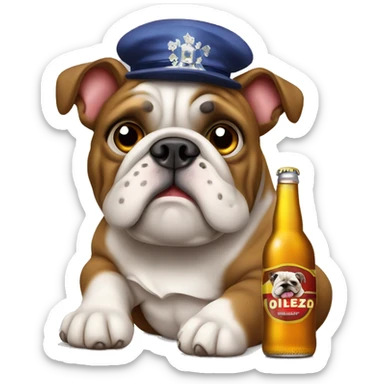 Bulldog Frances con cerveza  sticker