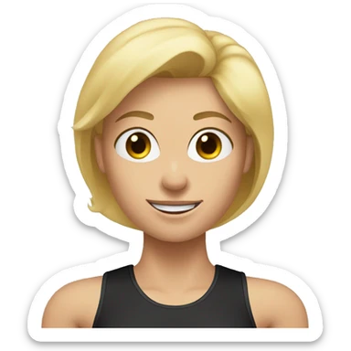 blonde woman working out with a black tank top and she is holding a dumbell sticker