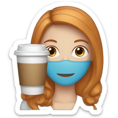 Ginger straight hair and blue eyes woman drinking a latte sticker