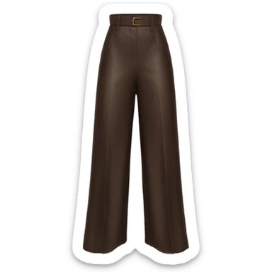 Dark brown High waisted leather wide leg pants sticker