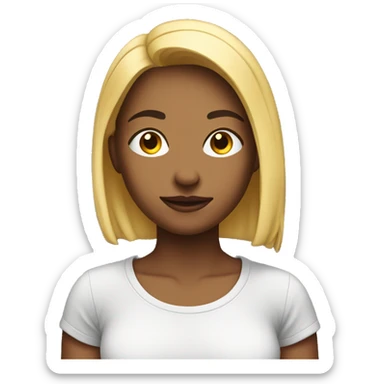 young woman wearing a t-shirt. Show from the shoulders up sticker