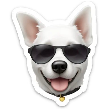 dog white with sunglasses sticker