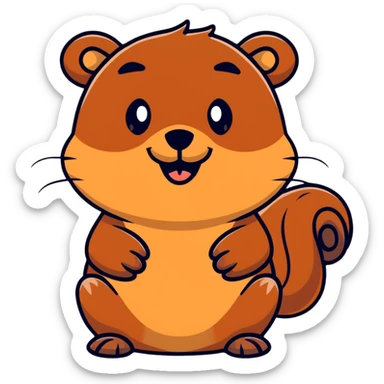 happy beaver with brown fur sticker