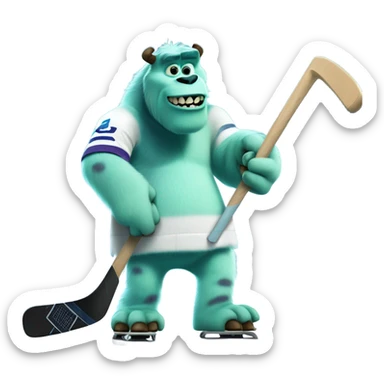Sully from monsters inc playing hockey sticker
