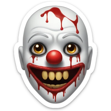 Creepy clown with blood sticker