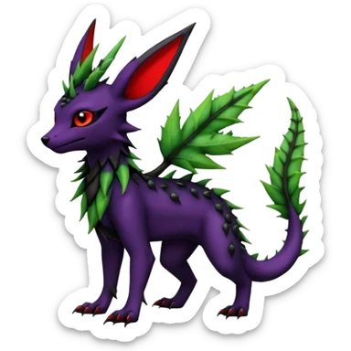 Dark Edgy Salandit-Leafeon-Umbreon-Fakémon-hybrid-creature (full body)  sticker