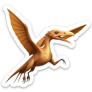 Cinematic Noble Pterodactyl Portrait Emoji, Poised and soaring, with a slender, aerodynamic body, expansive leathery wings outstretched, a long pointed beak, and keen, piercing eyes that exude aerial grace, Simplified yet sharply defined features, highly detailed, glowing with a soft, ethereal radiance, high shine, intelligent and commanding, stylized with an air of prehistoric flight mastery, focused and graceful, soft glowing outline, capturing the essence of a watchful and confident Pterodactyl that appears ready to glide out of the screen with effortless majesty! sticker