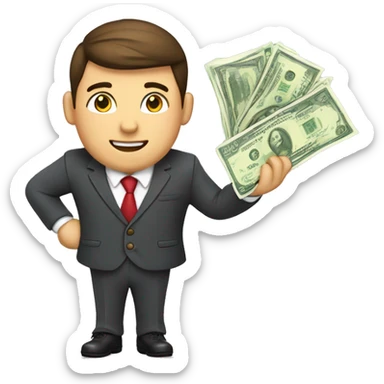 finance bro in suit holding money.  European ethnicity. full body including legs sticker