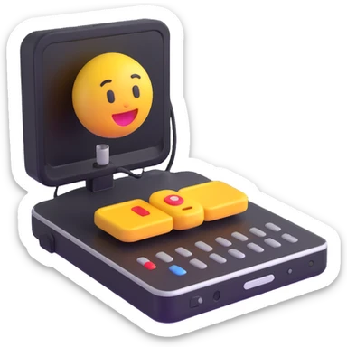 3D emoji-style ultrasound machine, compact and portable design, realistic details sticker