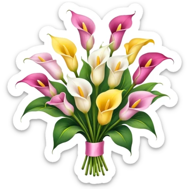 calla lily flower multicolor bouquet sticker