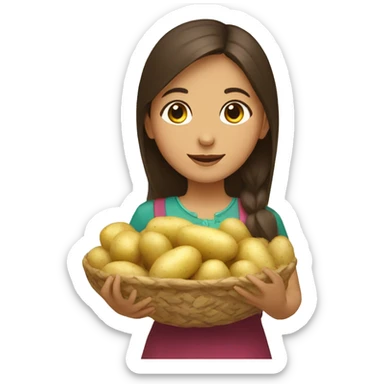 Azerbaijani girl with potatoes in her hands sticker