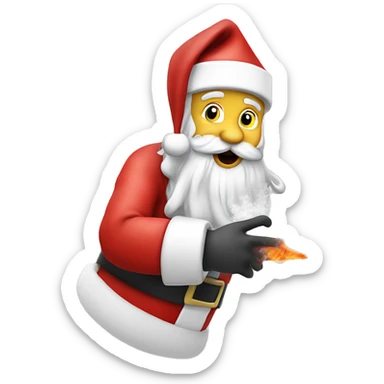 Santa Claus grabbing a tube with smoke coming out of it￼￼ sticker